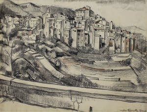 Niet of onleesbaar gesigneerd - krijttekening - Tourrettes-sur-Loup ( Frankrijk) kopen? Bied vanaf 1!