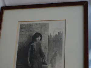 Ernst Witkamp - Ingelijste ets, “De Straatmuzikante” - 1888 kopen? Bied vanaf 1!