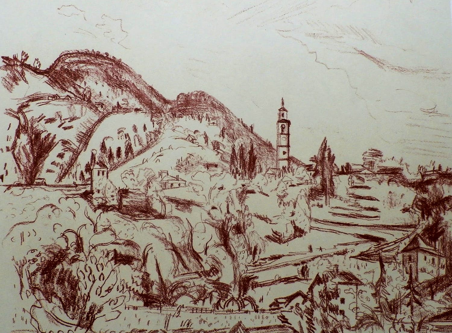 Jan Wiegers - Litho: Alpenlandschap rond Intragna - 1947 kopen? Bied vanaf 35!