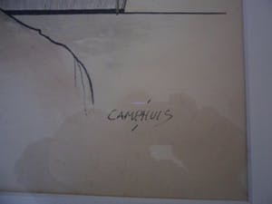 Jan Camphuis - Gemengde techniek op papier, zonder titel ( Meisje en boot ) kopen? Bied vanaf 30!