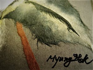 Han Myung-Ok - gevierd Koreaans textielkunstenaar - Lentebloesem - geverfd katoen - gesigneerd kopen? Bied vanaf 29!