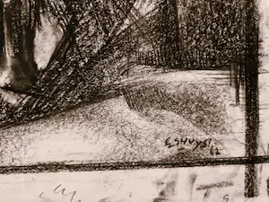 Hendrikus J. Eshuys - Grote kubistische houtskooltekening "de kus" gesigneerd kopen? Bied vanaf 40!