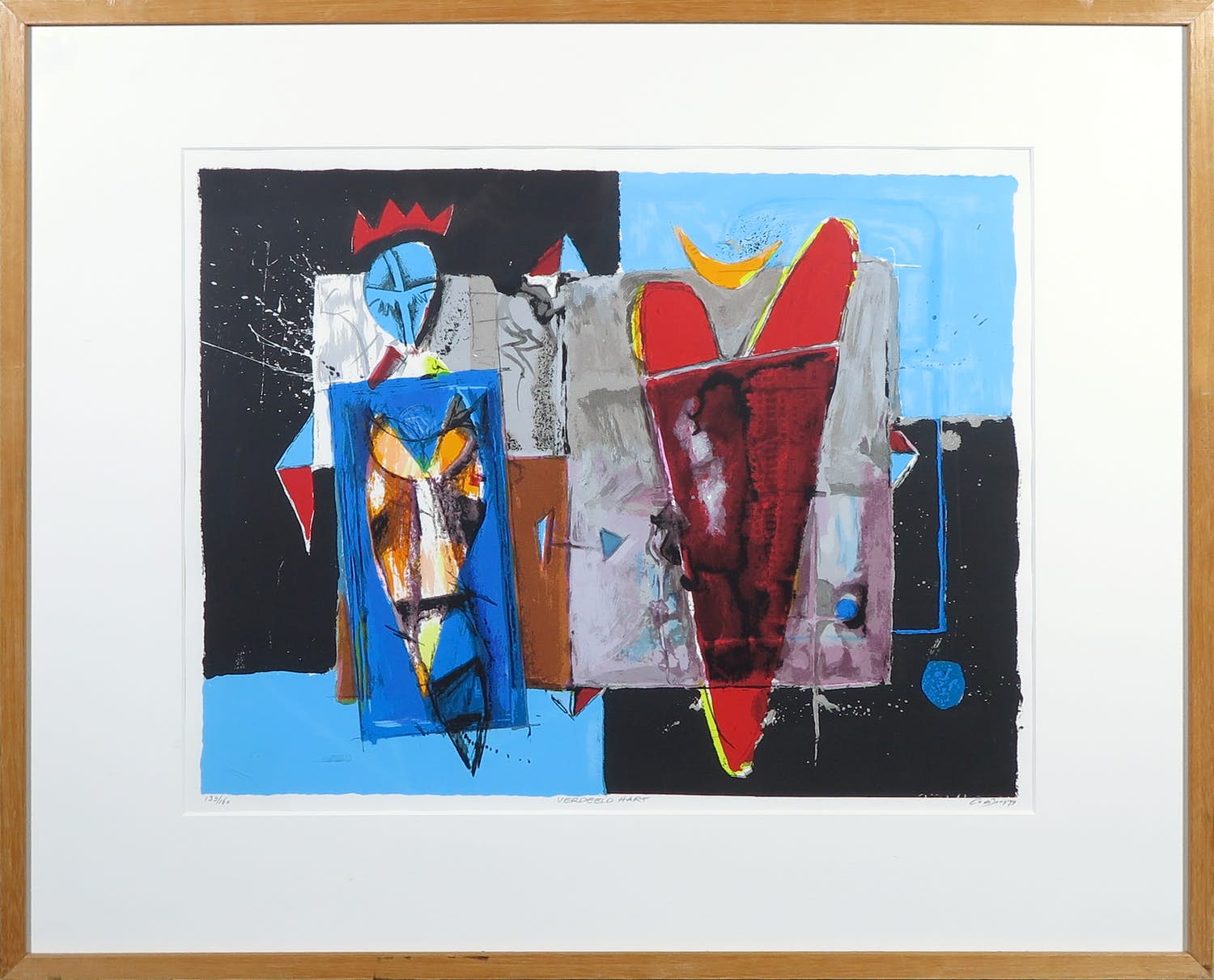 Cor de Jong - Zeefdruk, Verdeeld hart - Ingelijst kopen? Bied vanaf 40!