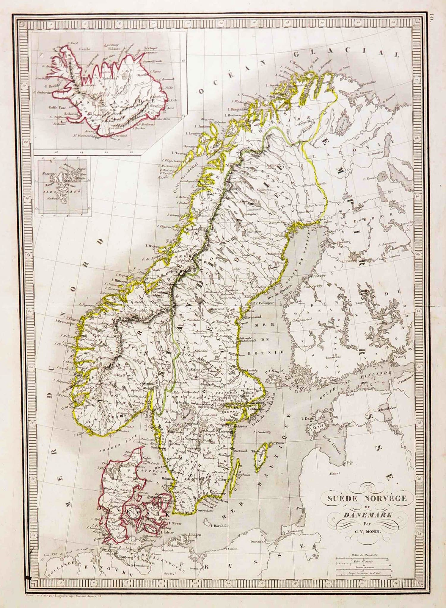 Guillaume Laguillermie - Handgekleurde gravure, Suède, Norvège et Danemark / kaart van Scandinavië kopen? Bied vanaf 25!