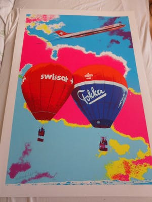 Henk van der Vet - Zeefdruk. Titel, "Swissair + Fokker". kopen? Bied vanaf 35!