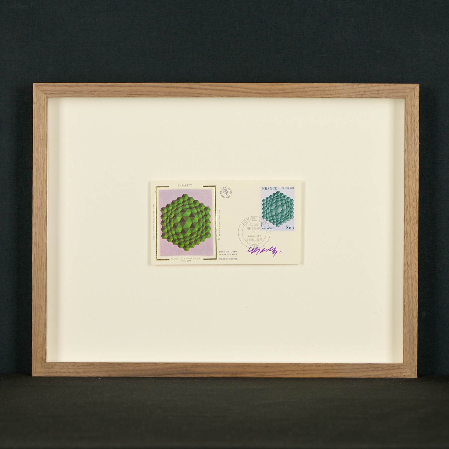 Victor Vasarely - Gesigneerd, ingelijst, originele "First Day Cover" uit 1977 verkocht voor € 290!