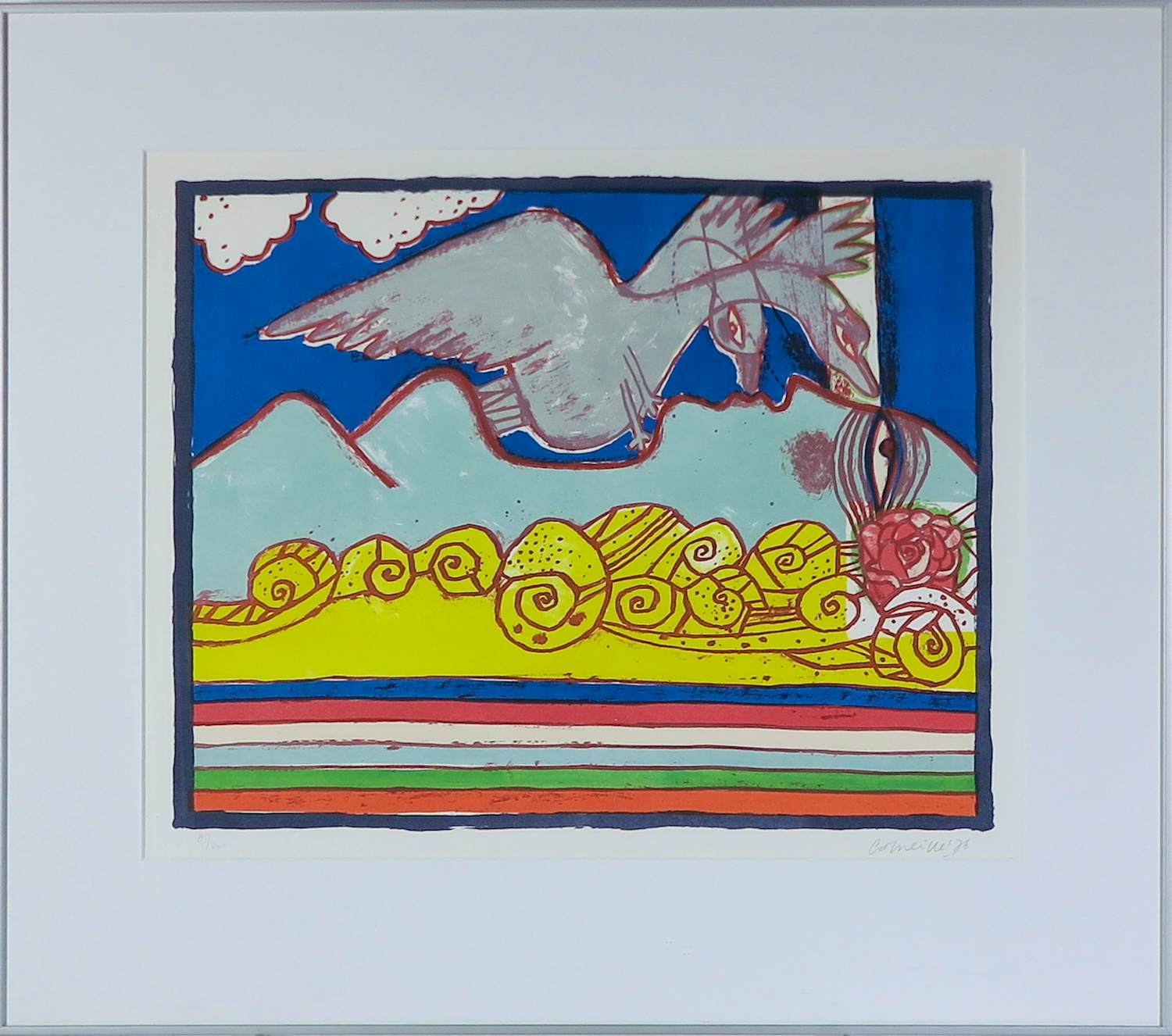 Corneille - Zeefdruk, Zonder titel - Ingelijst verkocht voor € 200!