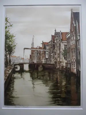 Roger Hebbelinck - Mooie kleuren ets van het Luttik Oudorp te Alkmaar. kopen? Bied vanaf 40!