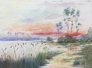 Niet of onleesbaar gesigneerd - C3628-2 - Avondrood boven water kopen? Bied vanaf 10!