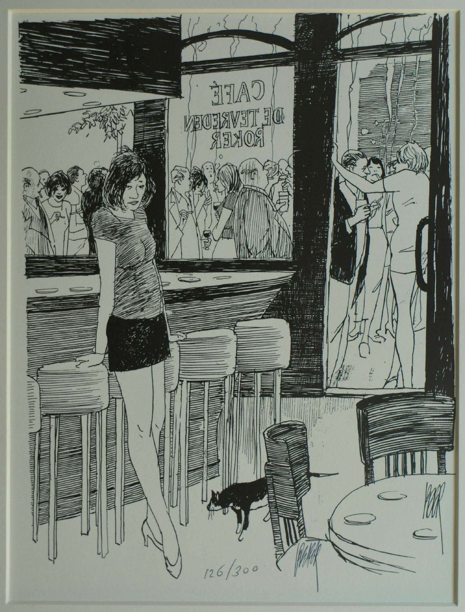 Peter van Straaten - Zeefdruk – ‘Café De Tevreden Roker’ verkocht voor € 50!