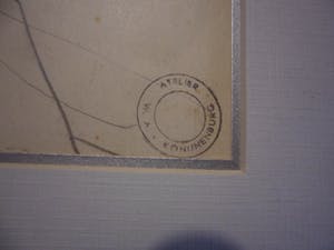 Willem van Konijnenburg - Potloodtekening. Landschap met rotsen. heeft rechtsonder een atelierstempel. kopen? Bied vanaf 35!