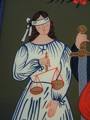 Niet of onleesbaar gesigneerd - Achterglasschildering / Hinterglasmalerei , Gerechtigheid – ingelijst kopen? Bied vanaf 10!