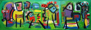 Jasper Banen - Acrylverf op doek , Optocht – 2005 – Groot , 50 x 150 cm kopen? Bied vanaf 325!