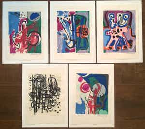 Corneille - 5 gesigneerde zeefdrukken en 5 gedichten van Bert Schierbeek verkocht voor € 775!