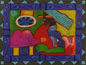 Clemens Briels - Zeefdruk, Mujer (pelo azul) - Ingelijst kopen? Bied vanaf 50!