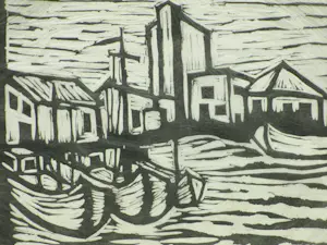 Herman Stammeshaus - Haven van Ornival - Houtsnede kopen? Bied vanaf 38!