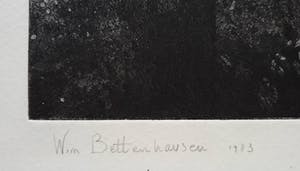 Wim Bettenhausen - Huis met blauw dak, aquatint ets kopen? Bied vanaf 95!