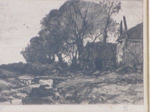 Chris van der Windt - Boerderij met hooiberg aan een sloot - Ets kopen? Bied vanaf 50!