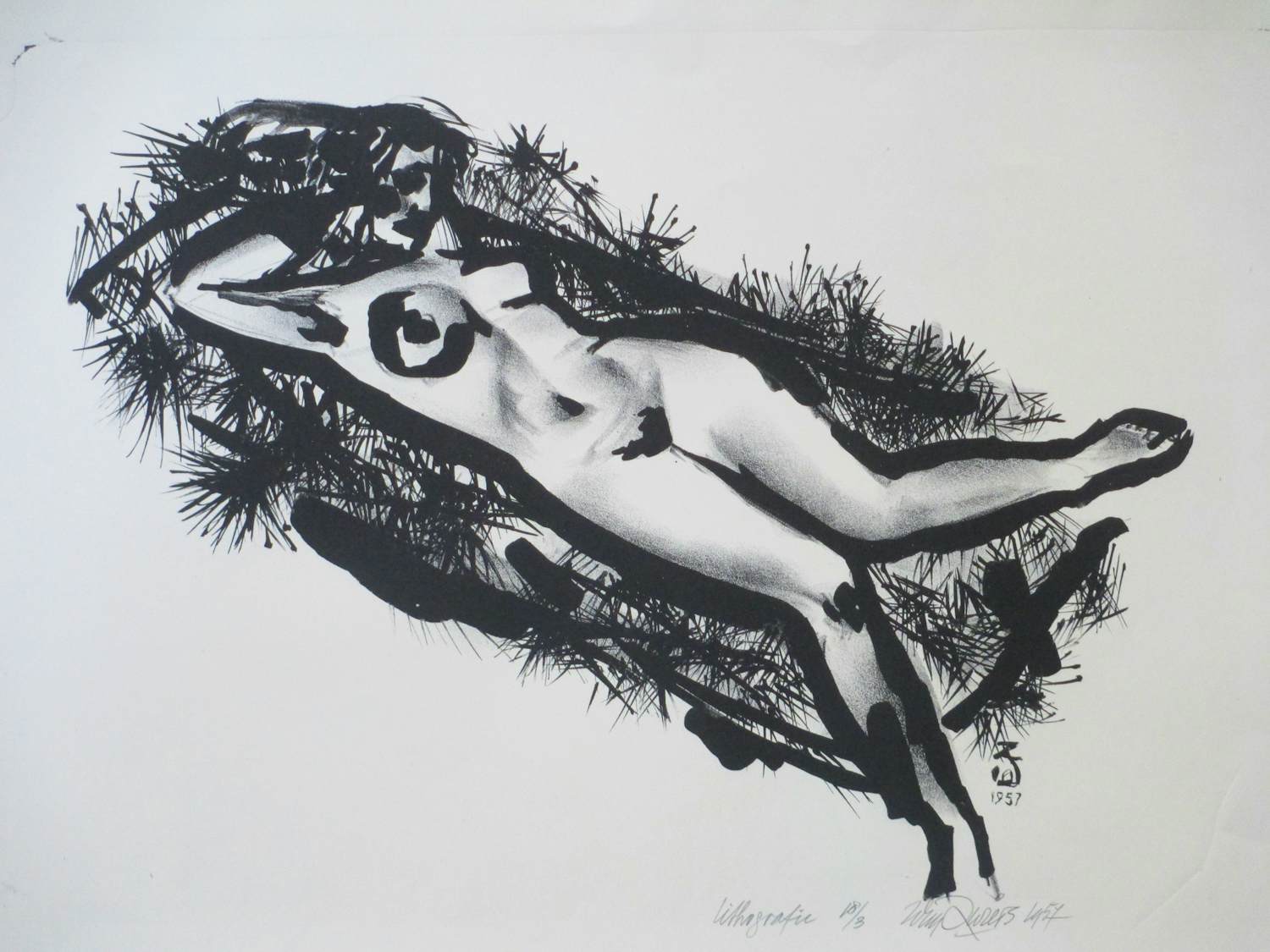 Wim Zwiers - Liggend naakt - Litho verkocht voor € 55!