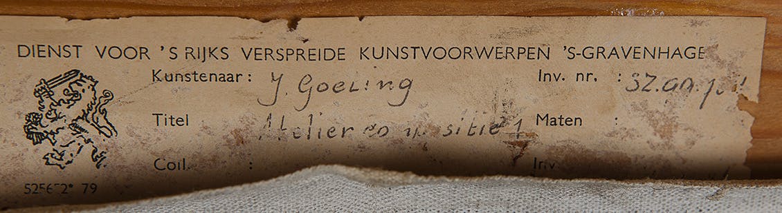 Jan Goeting - Atelier Compositie I - Hout en olieverf - gesigneerd m.o. - BKR Den Haag - 1975 kopen? Bied vanaf 15!