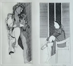 Aat Verhoog - handgesigneerd ets | 'Naakten' | 1984 kopen? Bied vanaf 75!