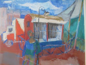 Willem Ernst van Boven - Circusterrein met Kooi 1957 kopen? Bied vanaf 90!