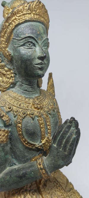 Brons (Onbekend) - Thep Phanom vrouwelijk - Gepatineerd brons, Verguld - rond 1965 kopen? Bied vanaf 85!