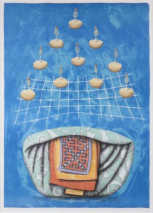 Lon Buttstedt - Litho, Himalaya Blues V - Ingelijst kopen? Bied vanaf 1!