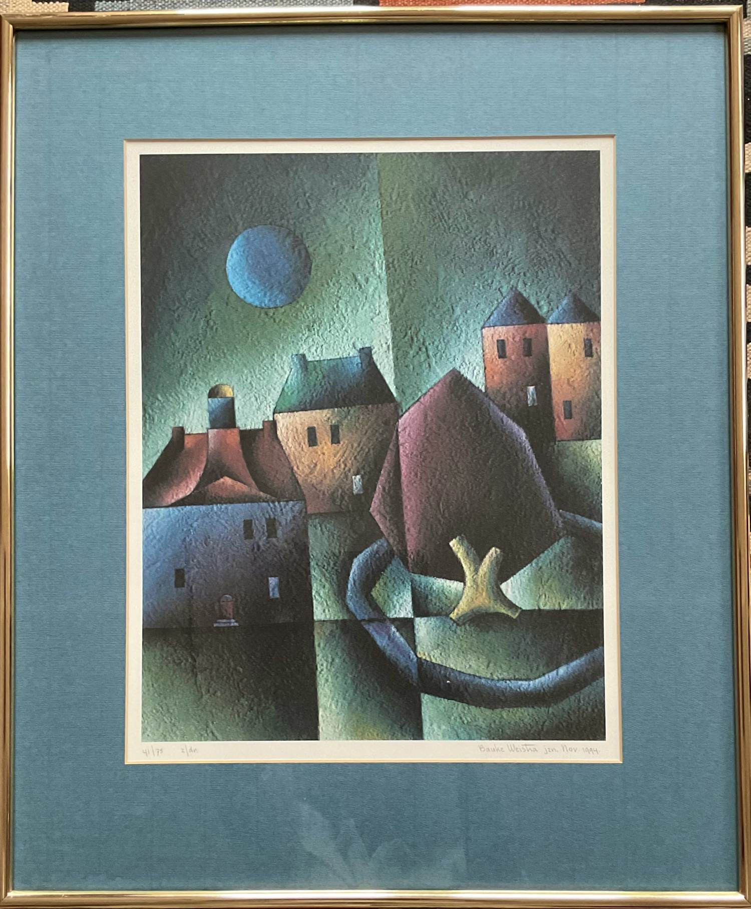 Bauke Weistra - Stadhuis Leeuwarden,zeefdruk gelijst en gesigneerd verkocht voor € 55!