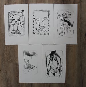 Lucebert - 5 litho's + 5 gedichten in portfolio map - 1982 kopen? Bied vanaf 995!