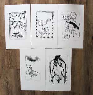 Lucebert - 5 litho's + 5 gedichten in portfolio map - 1982 verkocht voor € 995!