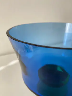 Bo Borgstrom - Prachtige Scandinavische glazen vaas / schaal in blauw en groen / Aseda Sweden. kopen? Bied vanaf 49!