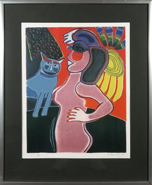 Corneille - Litho, Femme et chat - Ingelijst kopen? Bied vanaf 200!