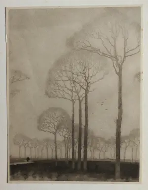 Jan Mankes - Bomenrij. Heliogravure. kopen? Bied vanaf 1!