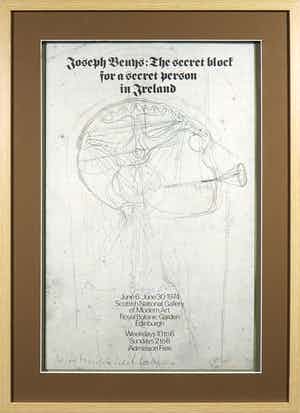 Joseph Beuys - Handgesigneerd affiche The secret block for a secret person in Ireland - Ingelijst verkocht voor € 1!