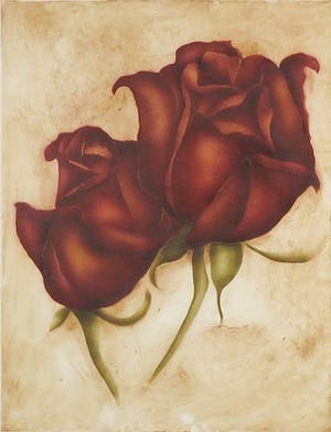 Bernd Lehmann - Ets en aquatint, Twee rozen - Ingelijst kopen? Bied vanaf 20!