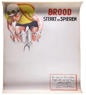 AcheterNiet of onleesbaar gesigneerd - Affiche, Brood sterkt de spieren? Enchérissez de 1!