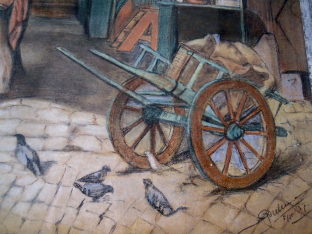 Niet of onleesbaar gesigneerd - Grote tekening in Dickens stijl uit 1937 = gesigneerd kopen? Bied vanaf 1!