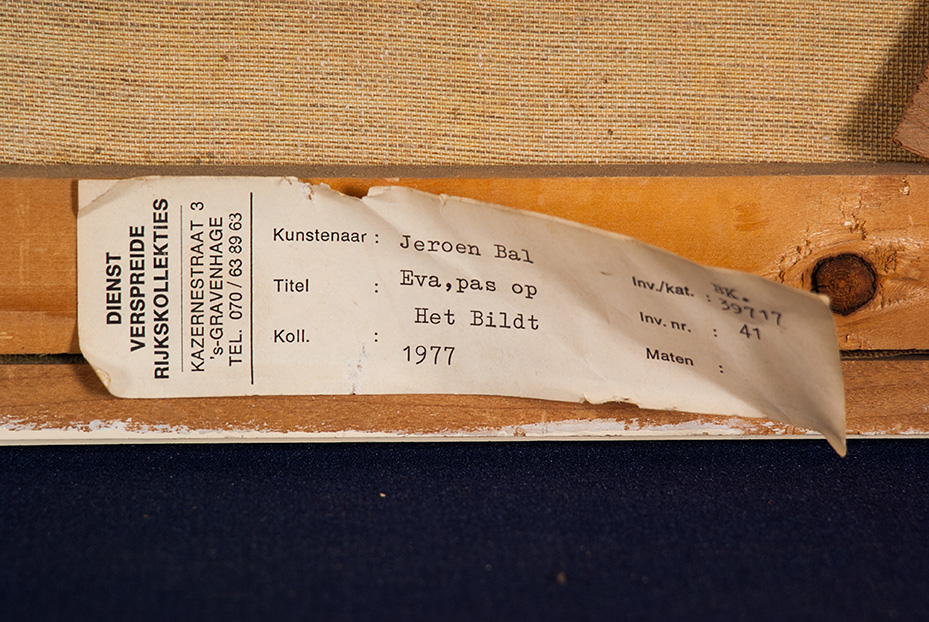 Jeroen Bal - Eva, Pas op! - Olieverf op doek - gesigneerd l.o. - BKR Den Haag - 1976 kopen? Bied vanaf 10!