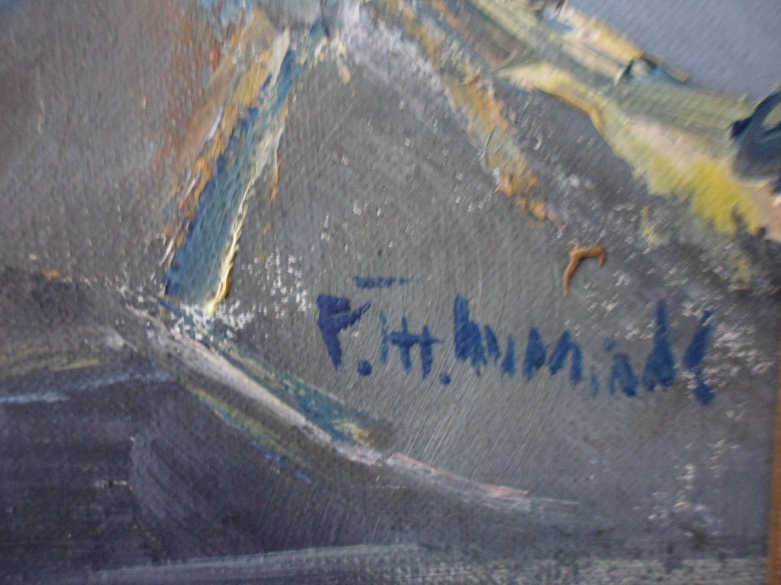 Bob Immink - Petrus Theodorus (Bob) Immink (1930-1989), olieverf op doek. Havengezicht kopen? Bied vanaf 200!