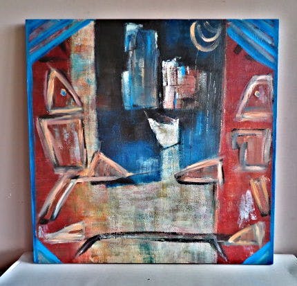 Niet of onleesbaar gesigneerd - Mystic Castel with 2 guards (groot) - Gesigneerd A. Lesmour (?) kopen? Bied vanaf 1!