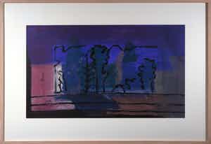 Wim Claessen - Acryl op papier, Z.t. Paars - Ingelijst (Groot) verkocht voor € 70!
