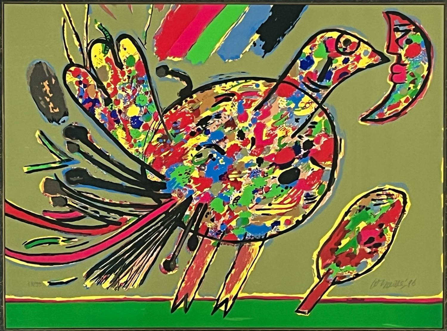 Corneille - Getiteld OISEAU, ingelijst met ontspiegeld glas kopen? Bied vanaf 445!