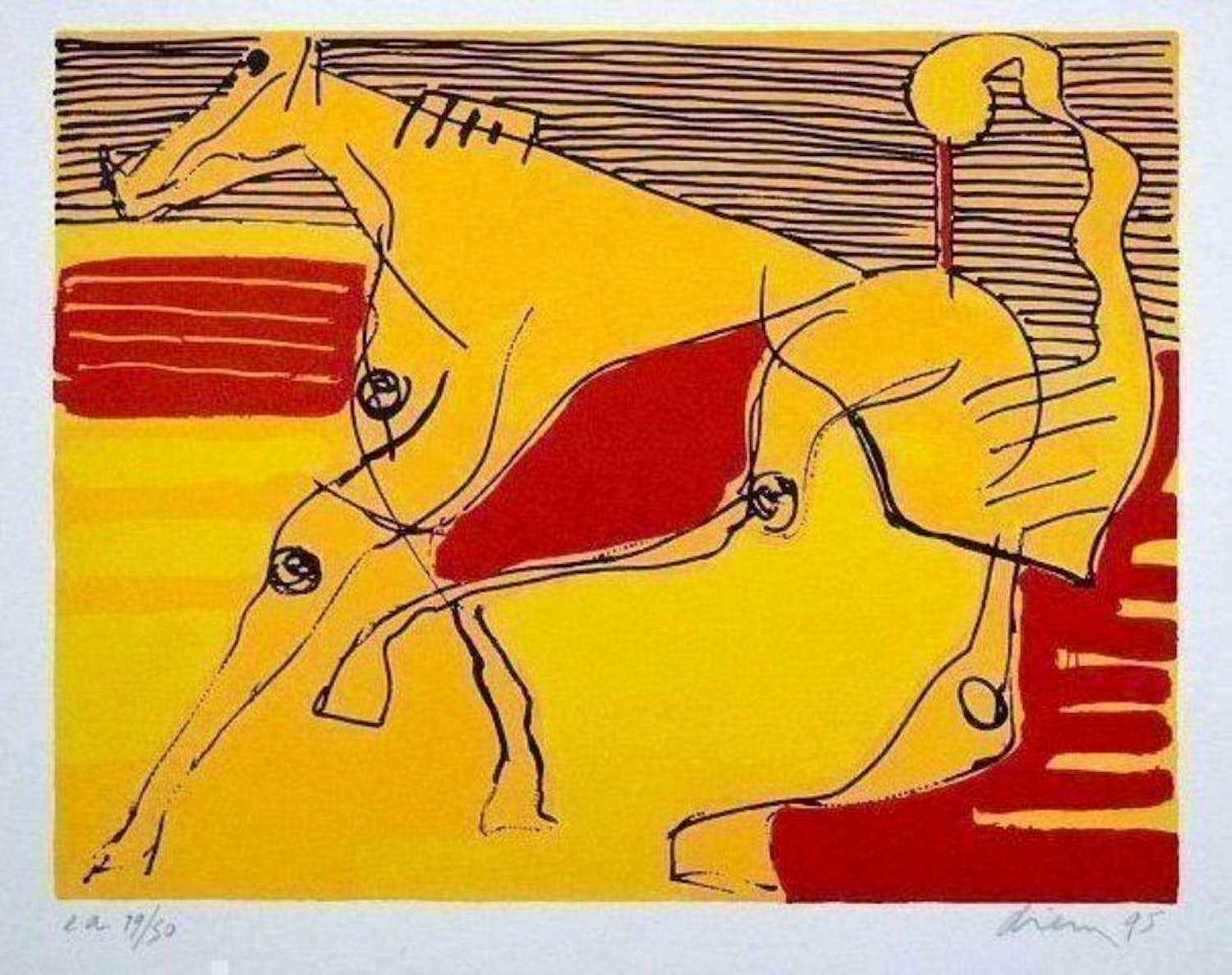 peter-diem-kleurenzeefdruk-paarden-handgesigneerd-verkocht