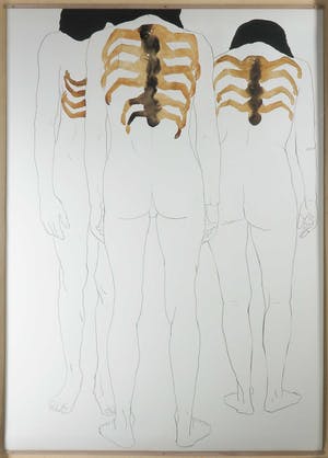 C.J.M. van Herwaarden - Tekening en aquarel, Tired Family - Ingelijst (Groot) kopen? Bied vanaf 250!