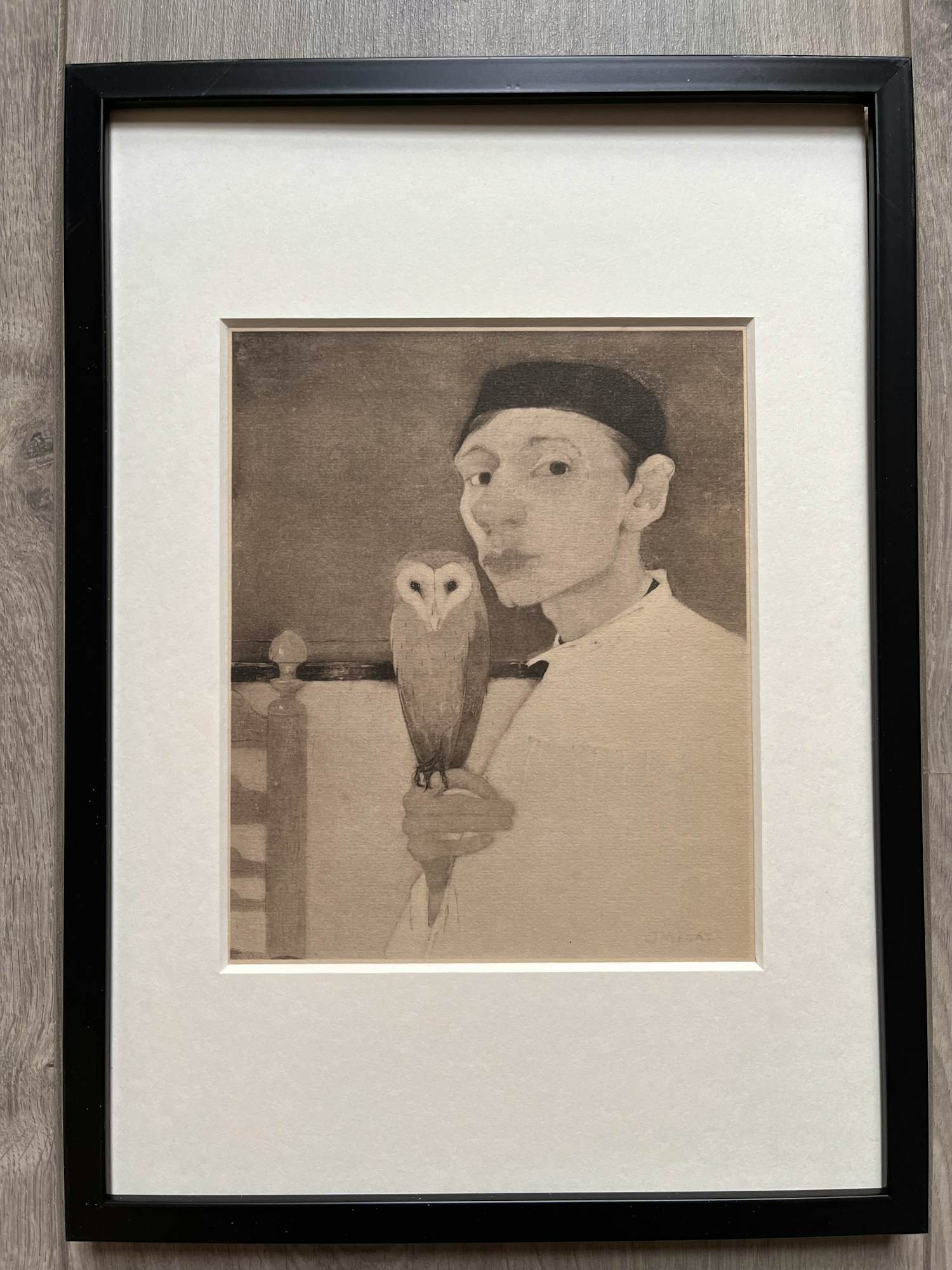 Jan Mankes - Originele Heliogravure Zelfportret met Uil 1923 verkocht voor € 165!