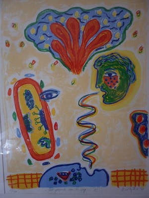 Keimpe Kootstra - Zeefdruk, Titel, "Het gesprek van de dag I ". kopen? Bied vanaf 35!