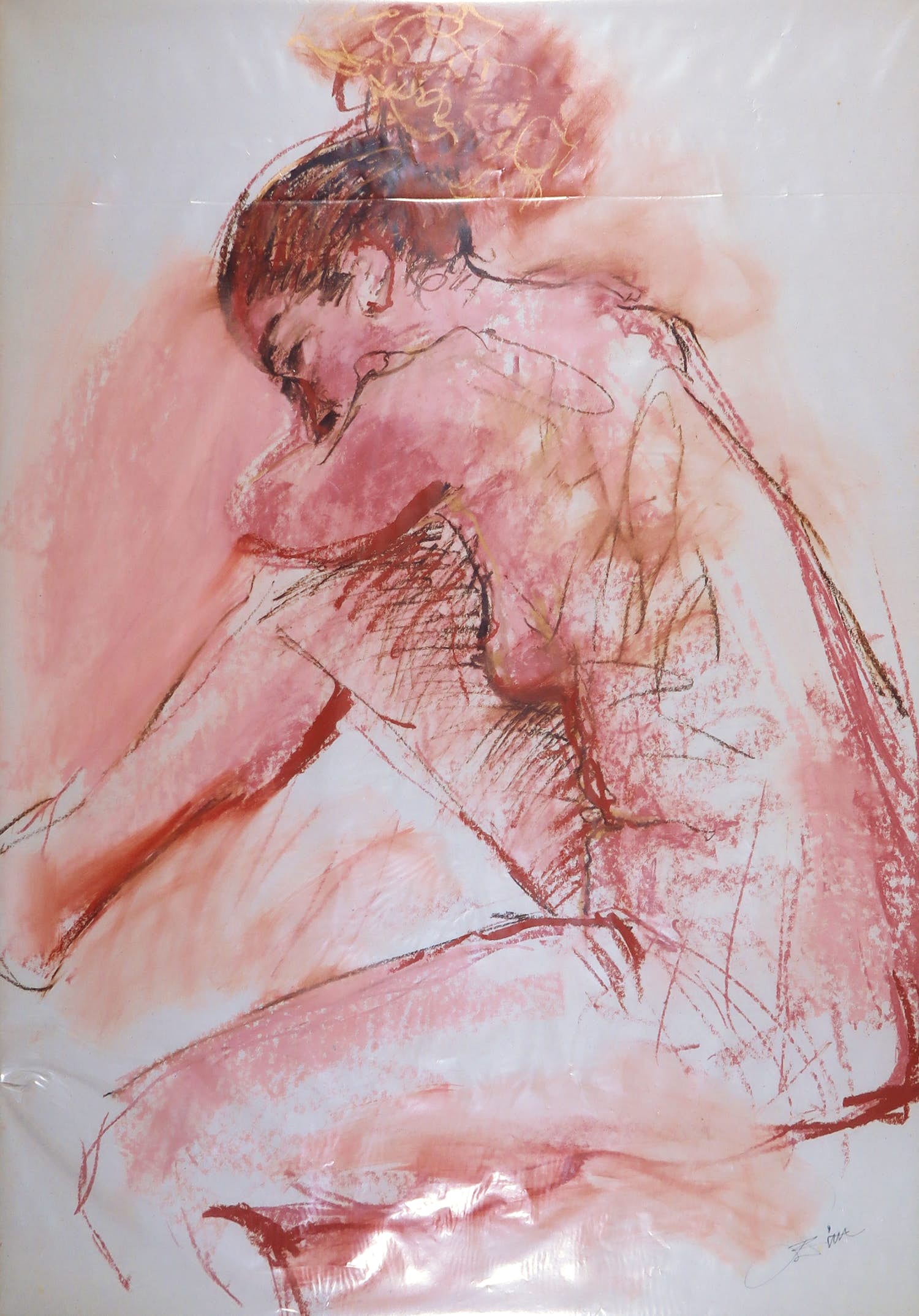 Franscz Witte - Gemengde techniek op papier, Zittend naakt (Groot) kopen? Bied vanaf 1!