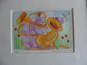 Ada Breedveld - Kleuren ets, titel, "Tuba". kopen? Bied vanaf 40!