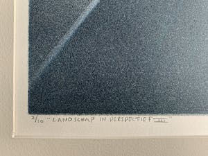 Willem de Vries - houtsnede | 'Landschap in perspectief III' | 1990 kopen? Bied vanaf 60!